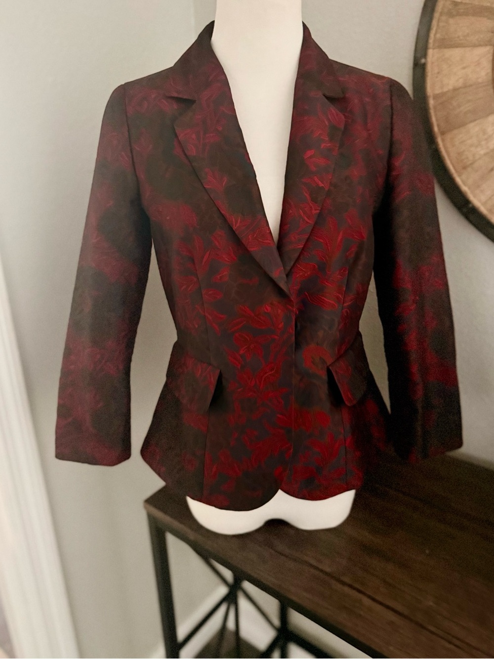 Vintage Modigliani Les Femmes Metallic Floral Jacquard Brocade Blazer Jacket